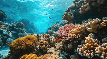 Foto op Canvas A bright underwater world with coral reefs © Julia Jones