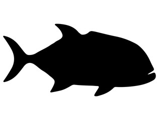 Giant Trevally Fish silhouette vector art white background