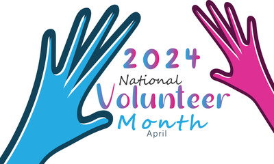 National Volunteer Month. background, banner, card, poster, template. Vector illustration.