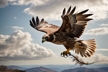 An amazing view of a flying hawk