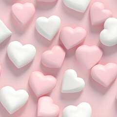 cute red heart 3d render seamless pattern background