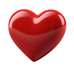 cute heart 3d render, red color, PNG file, isolated background 