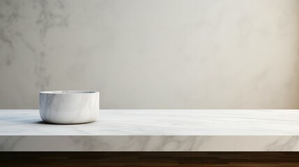 Serene Luxury: Empty Marble Table in Modern White Bathroom, Clean Design, Elegant Interior with Minimalist Style and Shiny Reflection