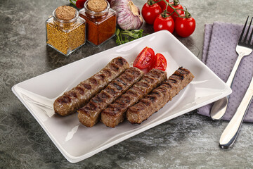 Grilled beef kebab minced meat