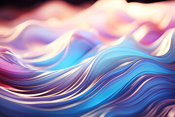 A blurry abstract image of a fabric wave in blue, pink, and white that create a sense of calm and harmony, relaxation and serenity. Concept calming rhythms.