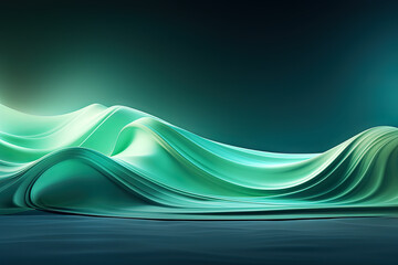 A digital abstract background of a green fabric waves for creating unique and stylish items. Concept creativity, freedom, and possibilities. - obrazy, fototapety, plakaty