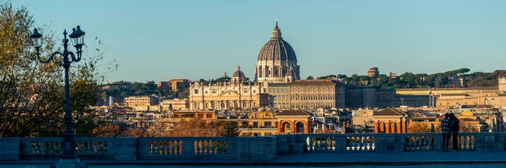 Zelfklevend Fotobehang Vue panoramique sur Rome et le Vatican depuis la Terrazza del Pincio © patrick