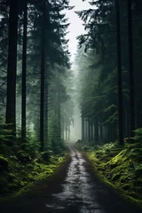 Foto op Aluminium Mystical foggy forest path © duyina1990