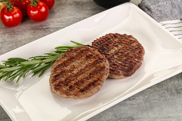 Grilled two beef burger cutlet