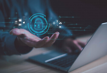 Cyber security protection program to protect password login information on websites and online internet networks securely and confidentially to prevent hackers from accessing financial information.