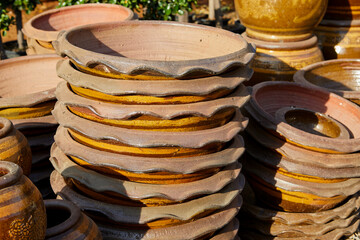 Group of earthenware for sale at the gardening shop