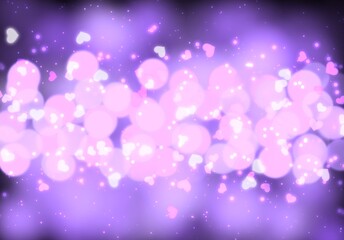 Bokeh Heart and circle shaped on purple background