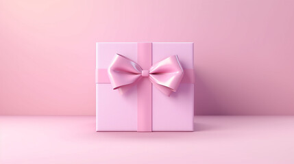 blank pink pastel color present box or open gift box with pink ribbon