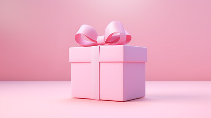 Fototapeta premium blank pink pastel color present box or open gift box with pink ribbon on pink background