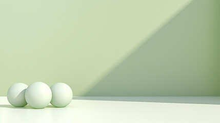empty light green pastel background with shadows 3D rendering