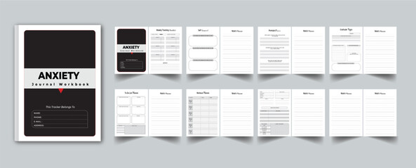 Anxiety Journal Workbook layout design template 