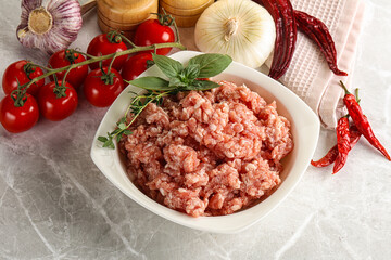 Raw minced pork uncooked meat