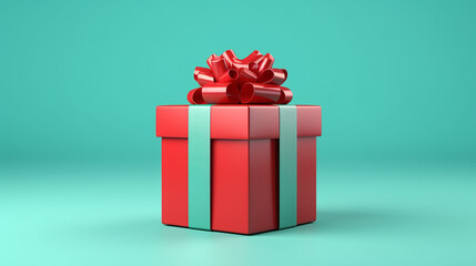 Obraz premium open red gift box or present box with red ribbon and blank tag isolated 3D rendering