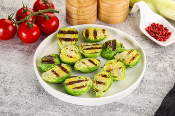 Grilled green brussel sprout cabbage