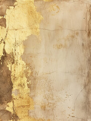 Aged paper texture with golden yellow splashes, a vintage look or artistic historical background.
