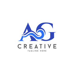 abstract Aqua Letter AG Logo