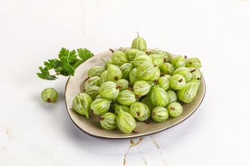 Sweet ripe gooseberries in the bowl