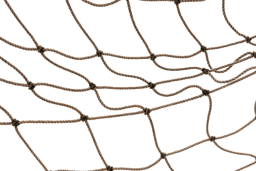 Football or tennis net. Rope mesh on a white background close-up