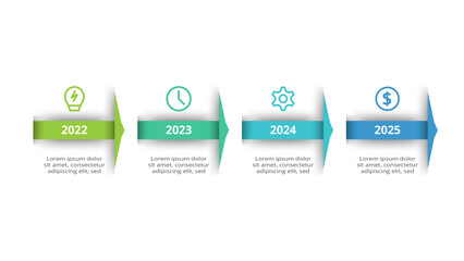 Timeline with 4 elements, infographic template for web, business, presentations, vector illustration