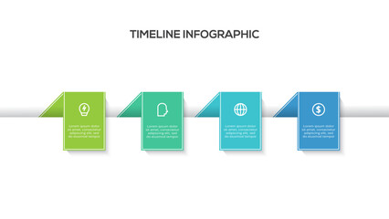 Timeline with 4 elements, infographic template for web, business, presentations, vector illustration