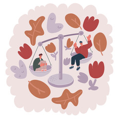 Vector illustration of Equality of people. Create a balance between business men