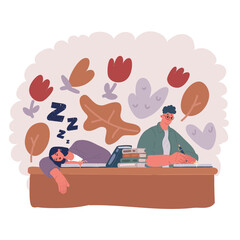 Vector illustration of students at the university.