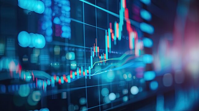 financial, finance, investment, chart, graph, invest, interface, indicator, rising, stock. drawing line to calculation indicator chart and graph is tools of investment. financial finance stock.