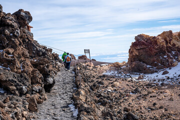 Hiking trail at Mirador del Teide in Teide National Park, Tenerife, Canary Islands, Spain