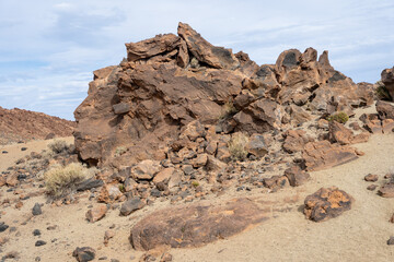 Minas de San Jose desert landscape and rock formations in Teide National Park Tenerife, Spain