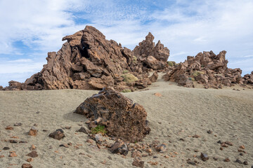 Minas de San Jose desert landscape and rock formations in Teide National Park Tenerife, Spain