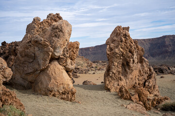 Minas de San Jose desert landscape and rock formations in Teide National Park Tenerife, Spain
