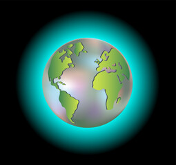 Planet Earth in a futuristic style with neon lighting.
3D vector illustration