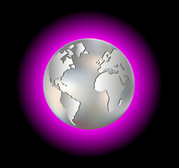 Planet Earth in a futuristic style with neon lighting.
3D vector illustration