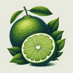 Fresh citrus fruits slices. Orange grapefruit lemon lime top view isolated realistic.