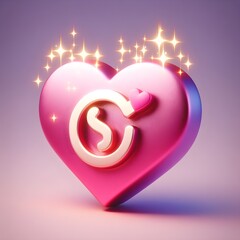 3d hearts emoji with shine icon stars sparkle firework, decoration twinkle. Button for expressing social smileys valentine's day concept design. cartoon creative design