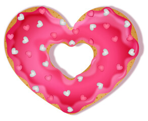Strawberry Heart Shaped Donut 