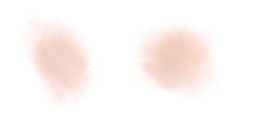 Fototapeta premium Set of 2 Smudged Pastel Scribbles in the Color of Delicate Coral. No Background. Blurry, Chaotically and Expressively Painted Stains of Irregular Shape. No text.