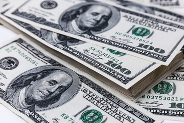 American dollar usa packs on money background. Financial concept