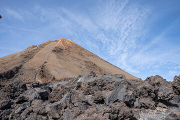 View of Peak of mount Teide from Mirador del Teide, Teide National Park, Tenerife, Canary Islands, Spain