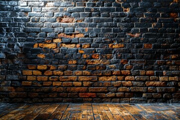 Bricks wall with lights spot on center backgrounds