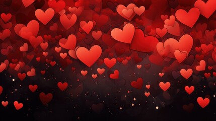 red background with vibrant hearts