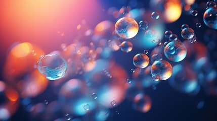 3D rendering of multiple transparent spheres with a colorful background - obrazy, fototapety, plakaty