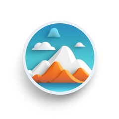 white cloud and white mountain with water icon logo