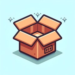 Cardboard box icon isolated on blue background
