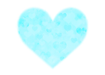 ハート　水彩　素材　ハート柄入り　シンプル　淡い水色　ホワイトデーのイメージ　飾り　あしらい　見出し　白バック